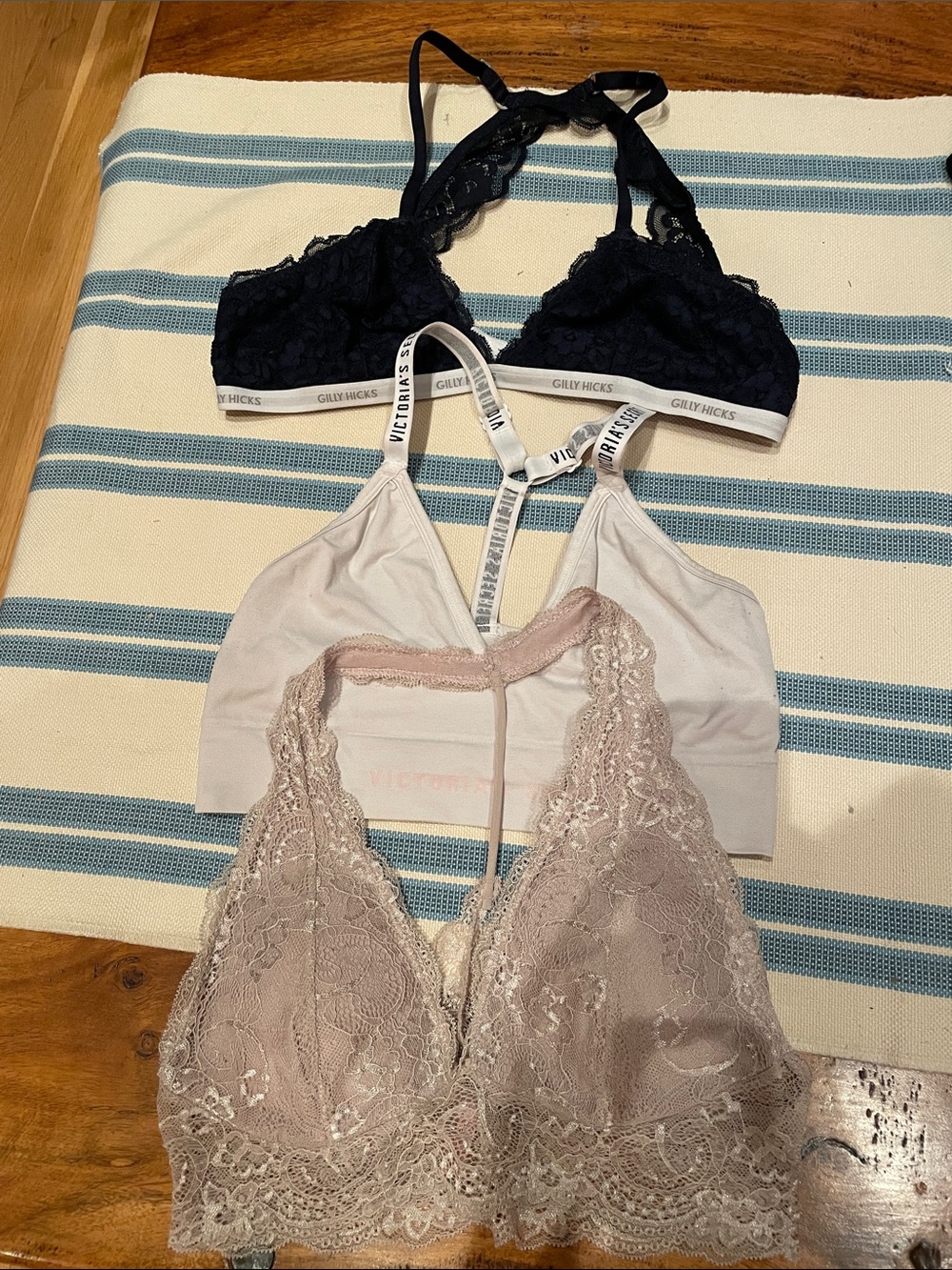 Victoria's Secret Bralette Set - Black, White, Blush Pink